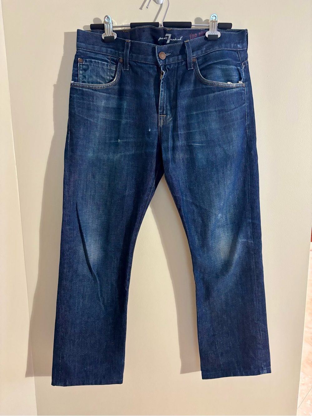 7 for all Mankind Men's Dark Blue Straight-Leg Classic Jeans size 31